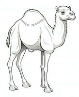 un' cammello è in piedi nel un' linea su un' bianca sfondo. generativo ai foto