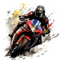 motocicletta corridore con inchiostro arte, generativo ai foto