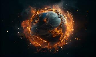 illustrazione di ardente terra globale riscaldamento concetto, ai generativo foto