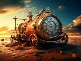 steampunk stile tempo macchina, ai generativo foto