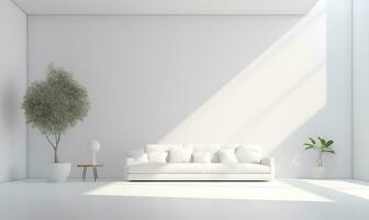 bianca minimalista Casa interno, elegante e lussuoso, futuristico, ai generativo foto