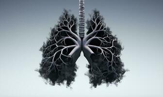 illustrazione di bruciato nero danneggiato polmoni, ai generativo foto