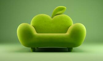Mela sagomato verde divano, generativo ai foto