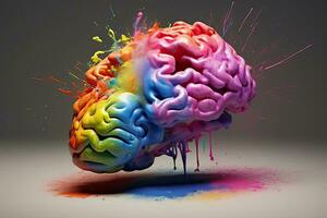 cervello , colori molti , copia spazio , generativo ai. foto