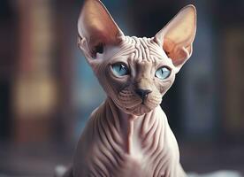 bellissimo foto sphynx gatto concetto, contemporaneo naturale e umore sociale sfondo. generativo ai