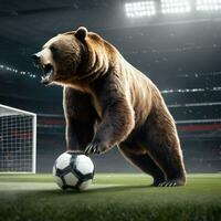 orso con calcio palla ai generato Immagine foto