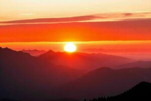 montagna sagome a tramonto. ai generativo professionista foto