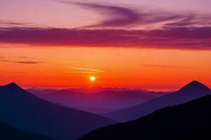 montagna sagome a tramonto. ai generativo professionista foto