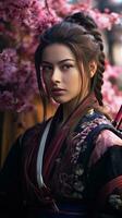 bellissimo samurai donna. generativo ai foto