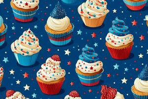 4 ° di luglio cupcakes decorato con americantheme foto