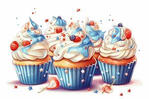 4 ° di luglio cupcakes decorato con americantheme foto