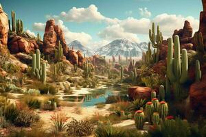 un' deserto paesaggio con un' gigante cactus foto