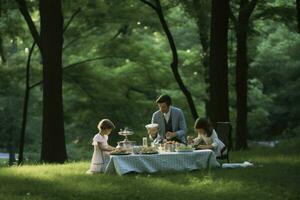 un' famiglia picnic nel il parco foto