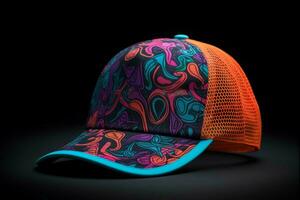 un' neon camionista cappello con un' graffiti modello foto