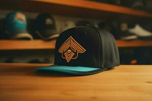 un' snapback cappello con un' retrò logo foto