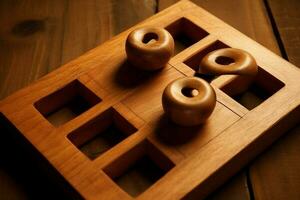 un' di legno tic-tac-toe gioco foto