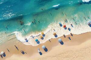 un aereo Visualizza di un' Perfetto bianca spiaggia foto