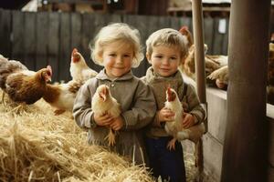 bambini godendo un' giorno a il azienda agricola foto