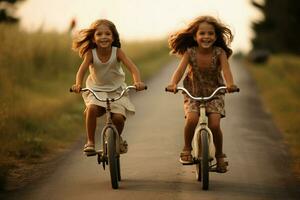 bambini godendo un' bicicletta cavalcata foto