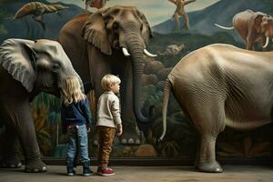 bambini godendo un' giorno a il zoo foto