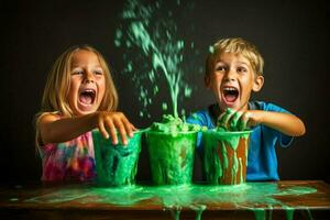 bambini avendo divertimento con Fai da te limo foto