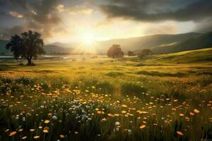 baciato dal sole i campi di fiori selvatici foto