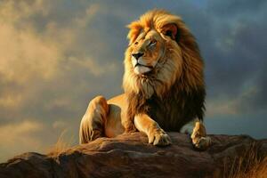 il maestoso Leone re di il africano giungla foto