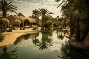 il tranquillo, calmo e sereno oasi di un africano deserto foto