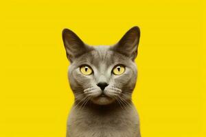 un' gatto con un' giallo sfondo quello dice gatto foto