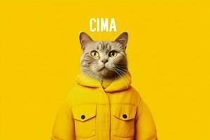 un' gatto con un' giallo sfondo quello dicesim un' gatto foto