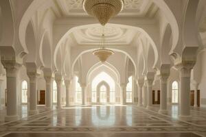 un' grande moschea con un' bianca soffitto e un' grande w foto