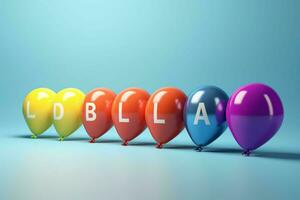 un' riga di colorato palloncini con il parola Palloncino su foto