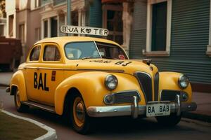un' Vintage ▾ auto con un' giallo licenza piatto quello sa foto
