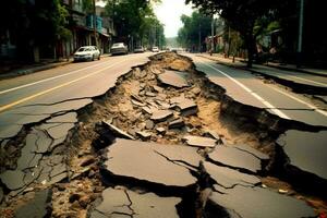 crepe strada strada dopo terremoto foto