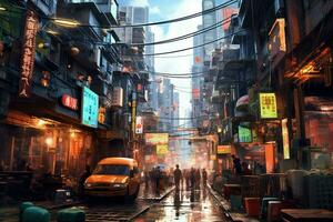 cyberpunk città Immagine HD foto