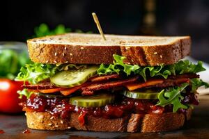 delizioso vegano Sandwich con un' croccante struttura un' foto