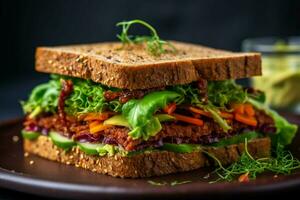 delizioso vegano Sandwich con un' croccante struttura un' foto