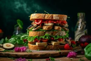 naturale vegano Sandwich preparato con biologico e foto