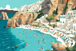 santorini spiagge offrire turchese beatitudine illustrat foto