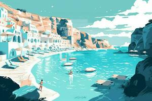 santorini spiagge offrire turchese beatitudine illustrat foto