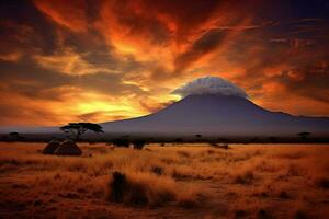 tramonto Kenia paesaggio montagna foto