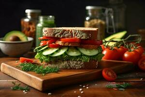 vegano Sandwich ripieno con fresco verdure perf foto