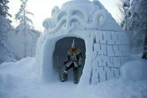 vichingo uomo neve insediamento foto