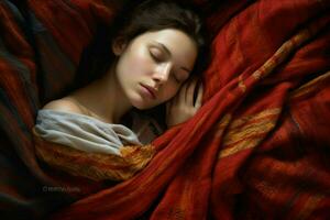 donna caldo coperta dormire foto