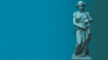 un' blu sfondo con un' statua di un' ragazza foto