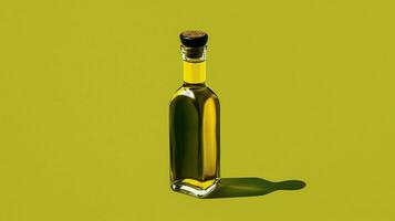 un' bottiglia di oliva olio con un' verde sfondo foto
