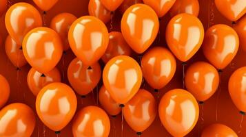un' mazzo di arancia palloncini con il numero 1 su foto