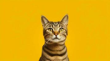 un' gatto con un' giallo sfondo foto