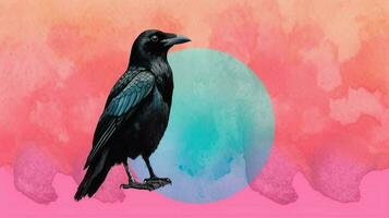 un' colorato illustrazione di un' corvo con un' nero co foto