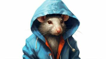un' digitale pittura di un' ratto indossare un' felpa con cappuccio foto